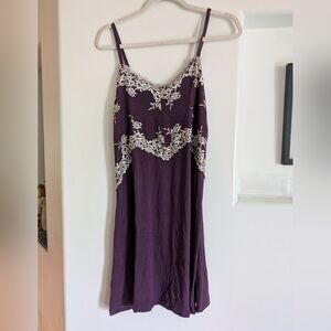 Purple Slip Dress with Lace Detail
